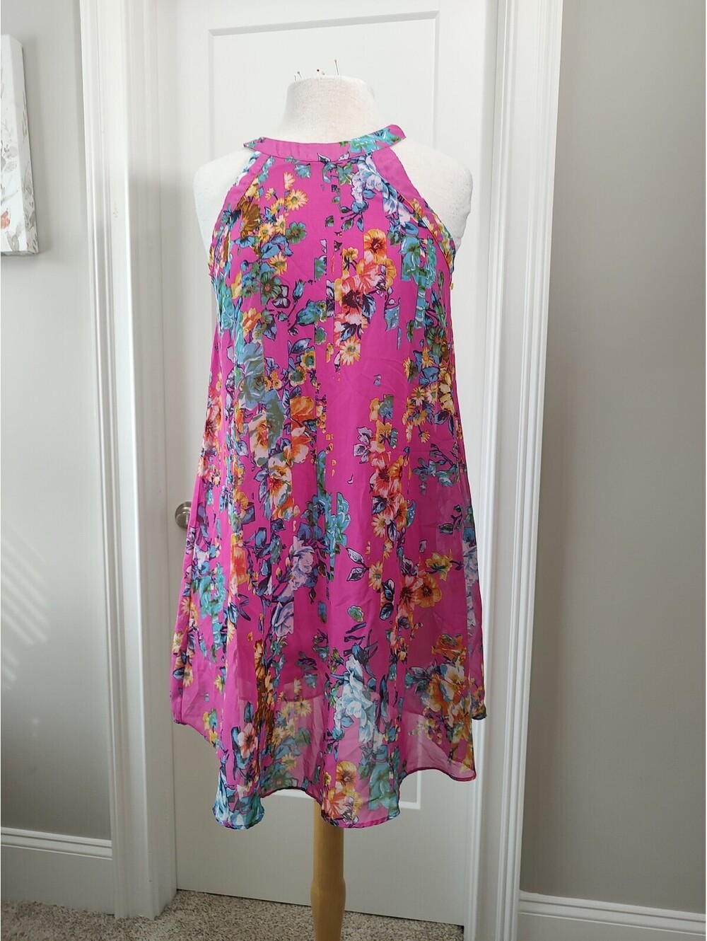 Betsey Johnson Pink Floral Halter Dress Size S